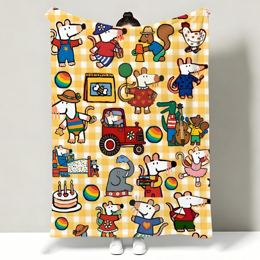 Cartoon M-Maisy M-Mouse Throw Soft Warm Flannel Throw Blanket, Multi-use for Sofa Bed Office Nap
