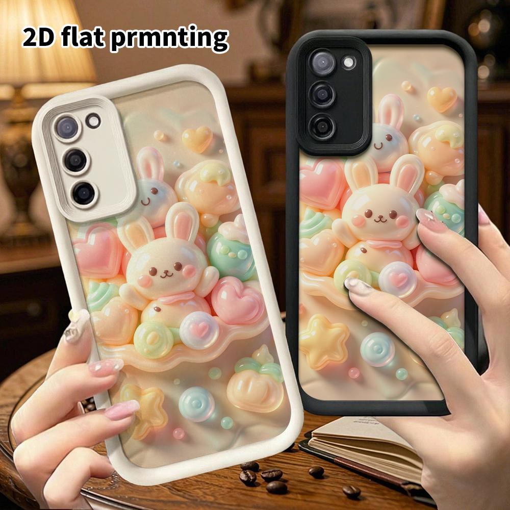 Phone Case: 2D Flat Design Suitable for Samsung Galaxy A34 A35 M05 M06 S20 S22 S21 FE Plus 5G Protective Case, Bunny Candy Platter, Perfect Christmas