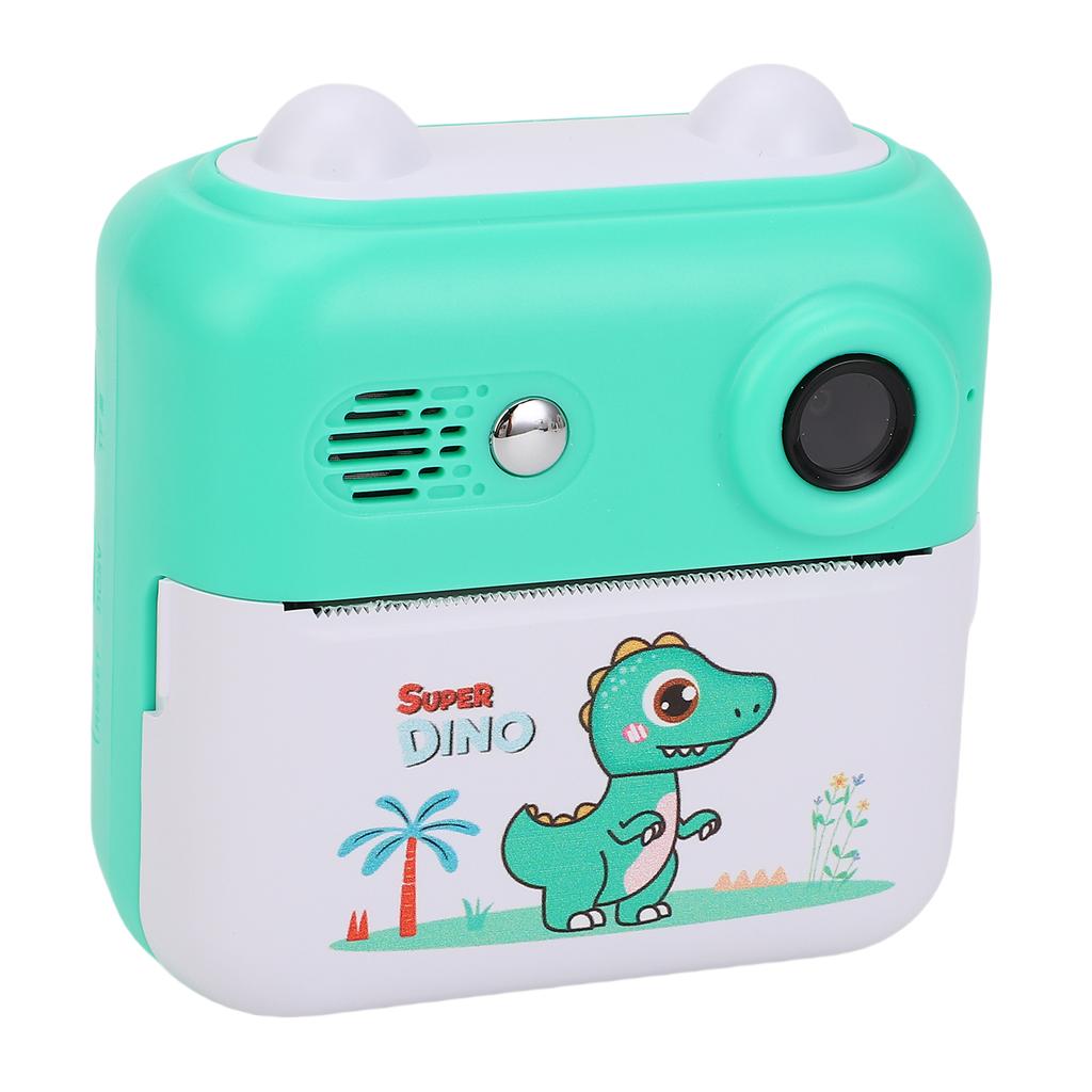 Print Camera Cute Green 24 MP Pixels 1080P Video Thermal Printing Digital Camera Toy with Music