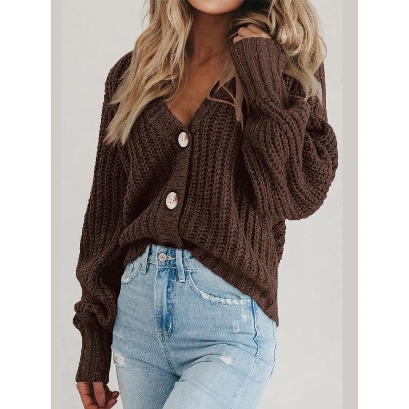 Women S Thick Knit Open Front Cardigan Long Sleeve Button Loose Short Coat