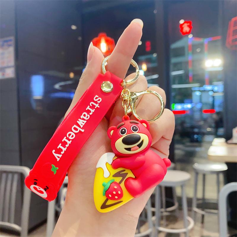 

Cute Creative Gluttonous Strawberry Bear Keychain Pendant Car Key Chain Exquisite Bag Pendant Small Gift