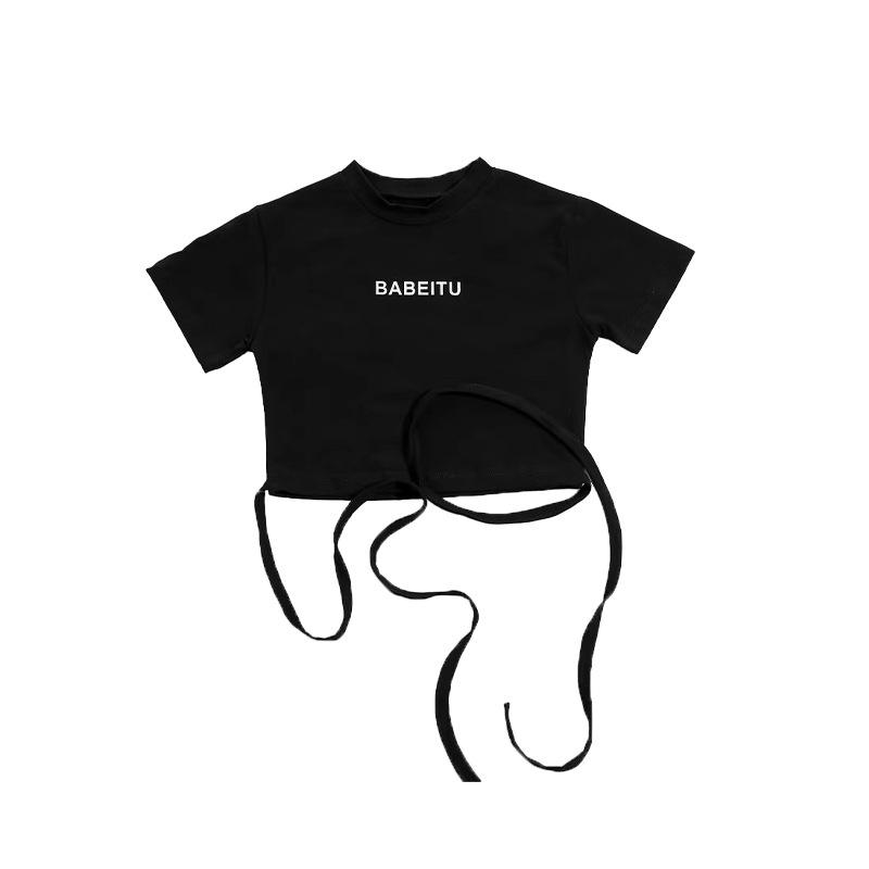 

Модный корейский танцевальный костюм для девочек в стиле хип-хоп с открытым пупком - топ с короткими рукавами для детских джазовых выступлений. 160 cm