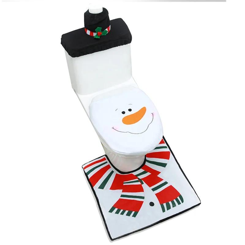 Toilet Seat Cover Decorations Christmas Bathroom Decor Includes Toilet Seat Cover, Rugs, Tank Cover