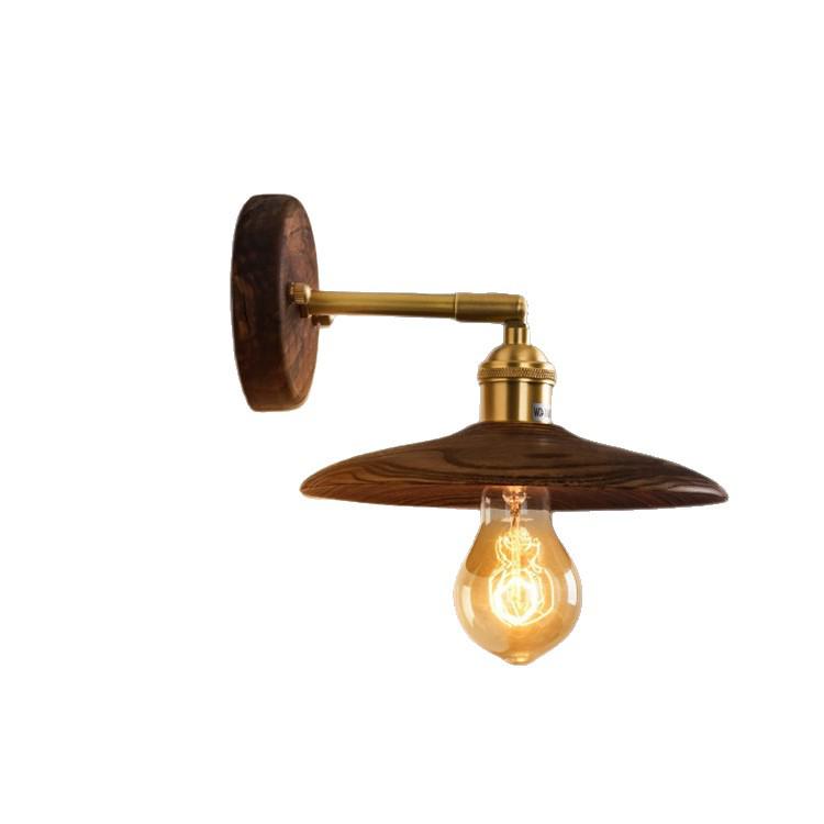 

Retro Nordic Walnut Bedside Wall Lamp - Small Head, Solid Wood, Nostalgic Design Without Light Source