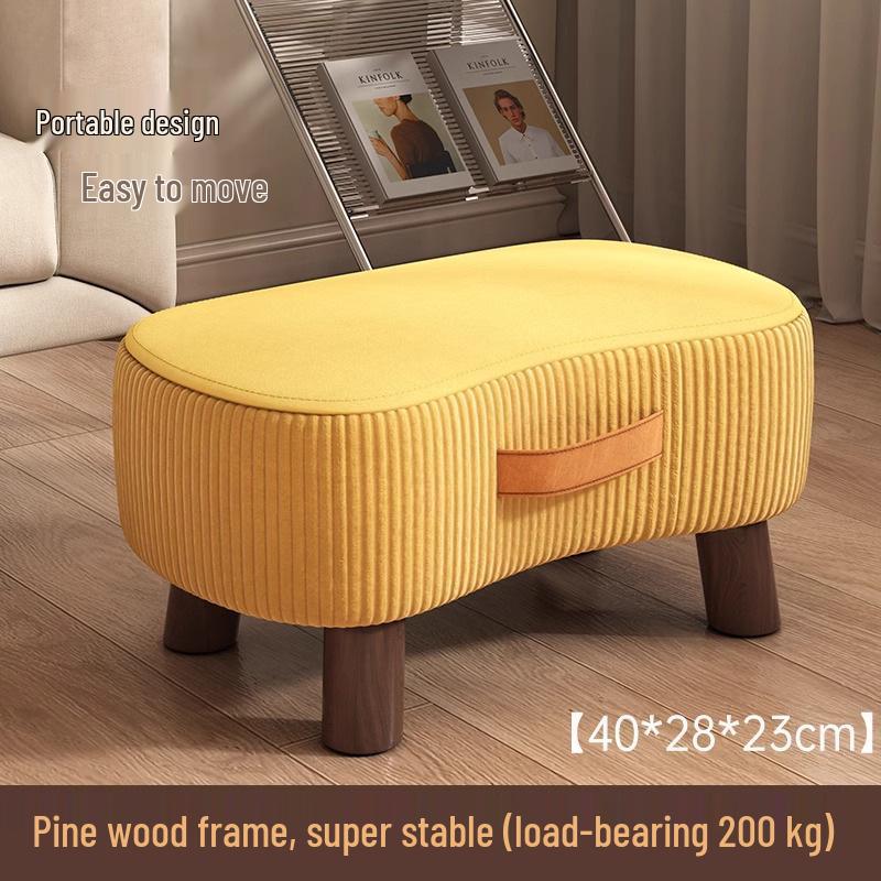 

Мінімалістична підставка для ніг з масиву дерева для вітальні або використання як ріжок для взуття жовтий