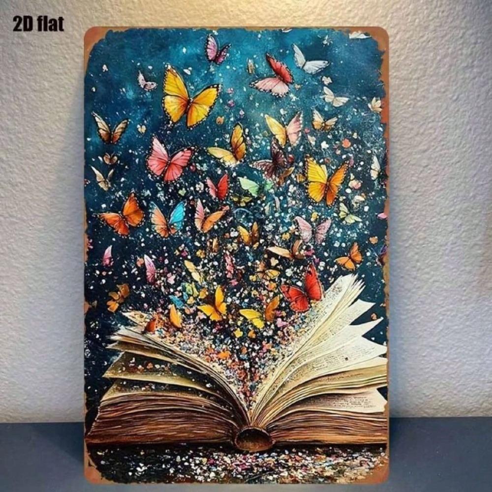 Vintage Metal Poster Wall Art, Magic Book Tin Sign for Bar Pub Decor