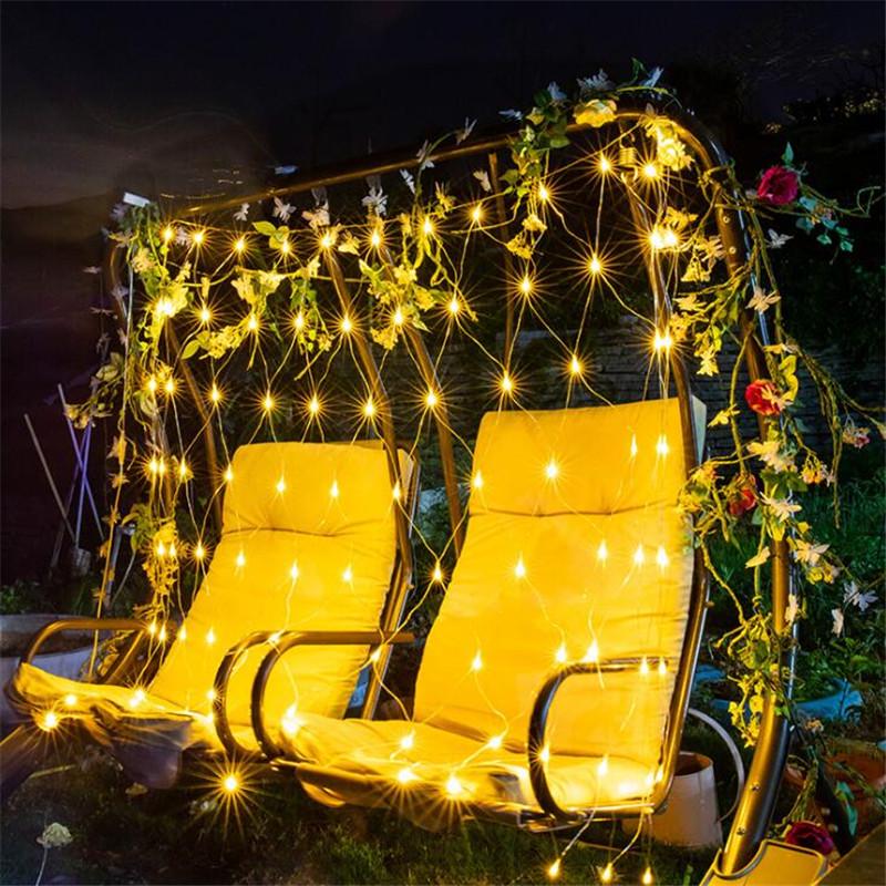 

1,5 м × 1,5 м сетчатая гирлянда, мерцающее освещение, рождественская свадьба, вилка европейского/американского стандарта, 110 В-220 В US Plug теплый белый