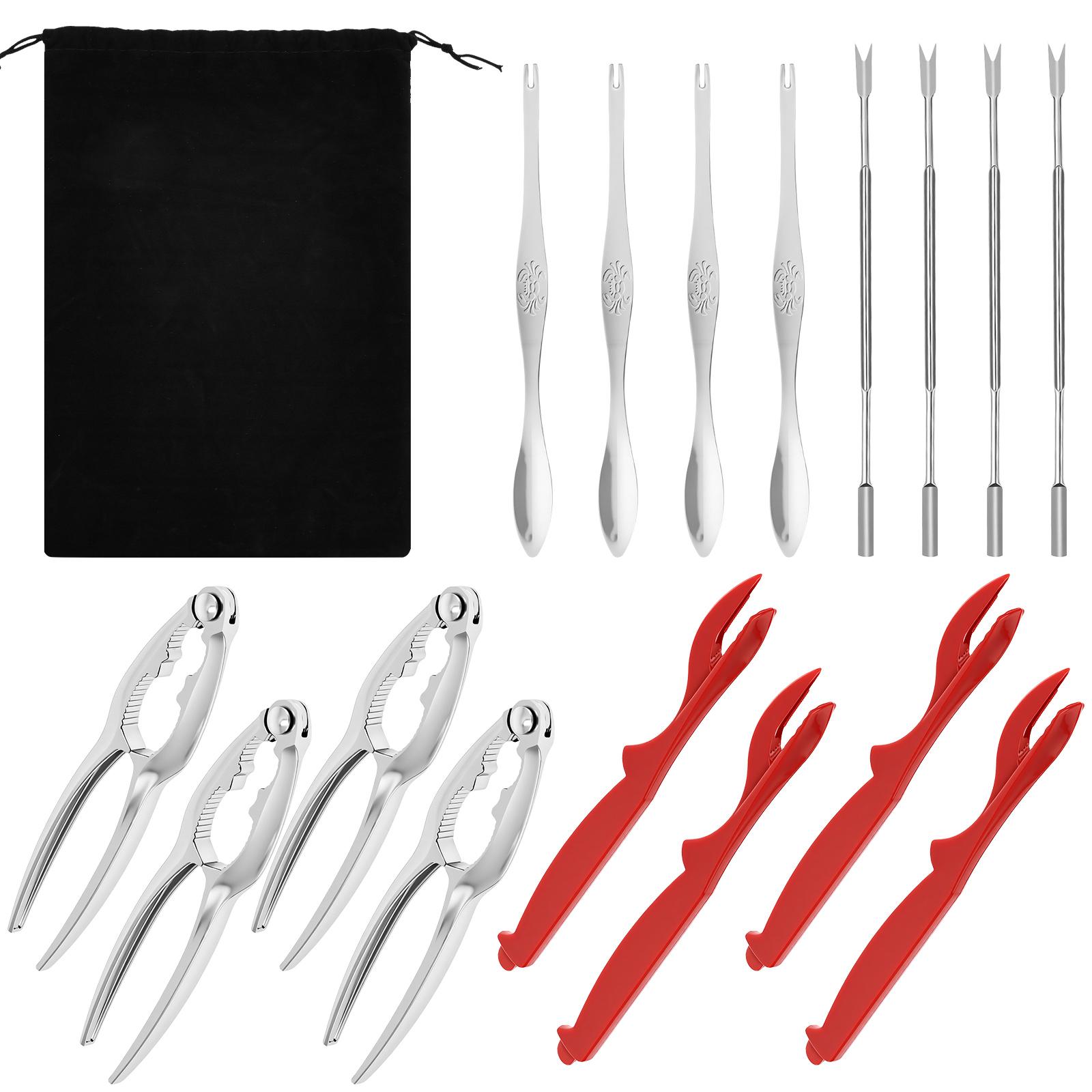 16/17Pcs Seafood Tool Set Crab Shrimp Spoon Set Seafood Picks Lobster Crab Cracker Tool Kitchen Accessories Crab Leg Cracker Kit