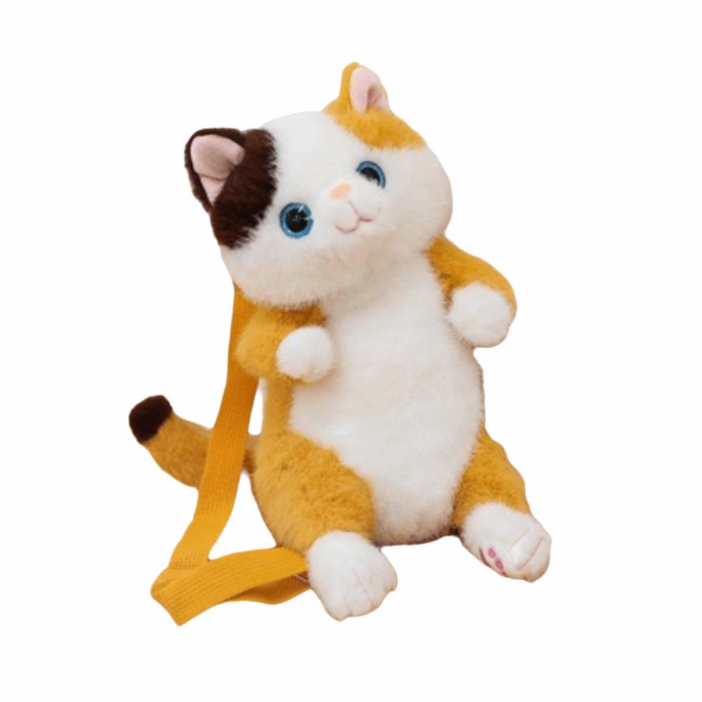 Striped Pattern Stuffed Animal Daypack Lovable Simulation Cat Bag Cat Plush Backpack  Home Decor