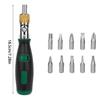 Professional Ratcheting Screwdriver Kit 10 Interchangeable Heads Carbon Steel Construction Ergonomic Grip Design