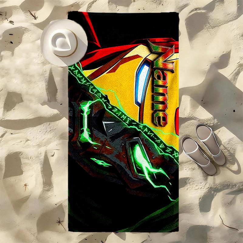 Custom Name Iron Man Stylish printed beach towel,a quick-drying, absorbent mat suitable for the beach, pool, gym, and travel fans gift