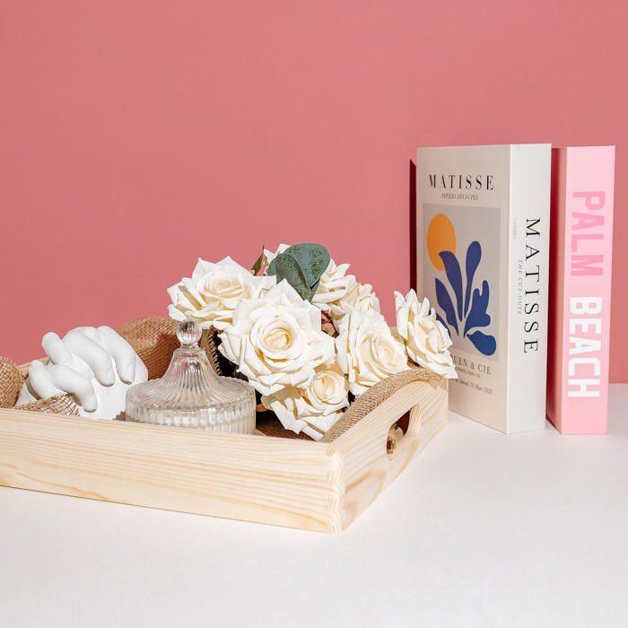 Caisse de rangement en bois - CREATIVE DECO - 40 x 30 x 6,5 cm - Bois de pin - Fond contreplaqué 3 mm - Bords arrondis