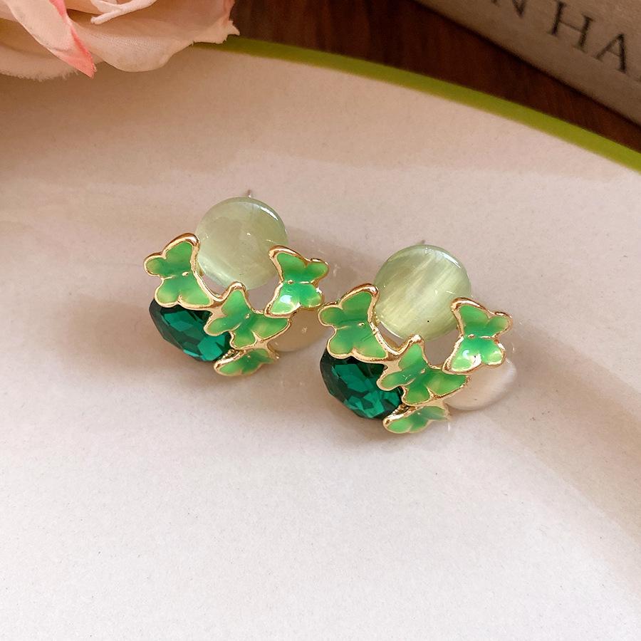 Oval Butterfly Earrings with Crystal Sweet Vintage Jewelry