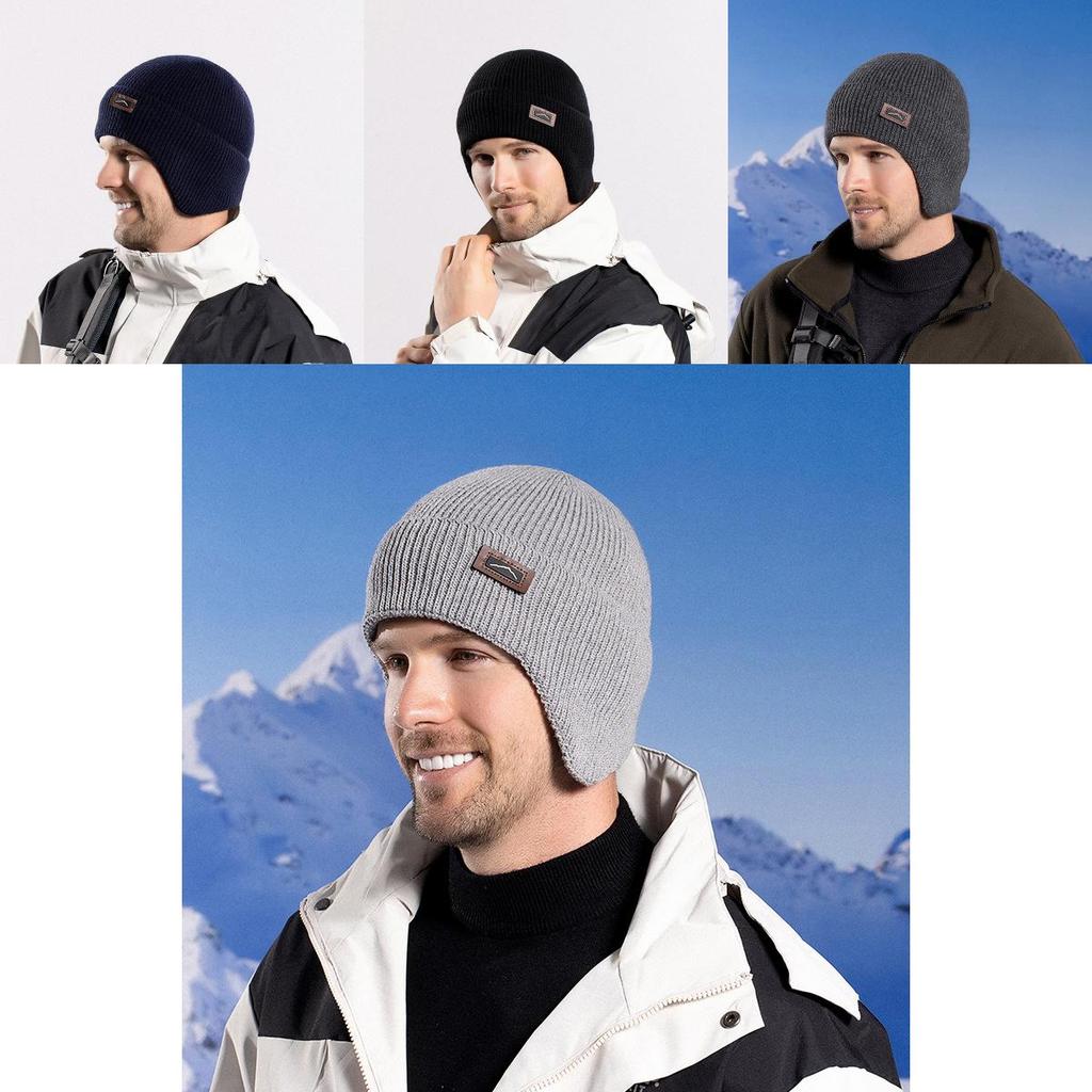 Classic Knit Hat Men With Windproof Design For Cold Weather Outdoor Activities