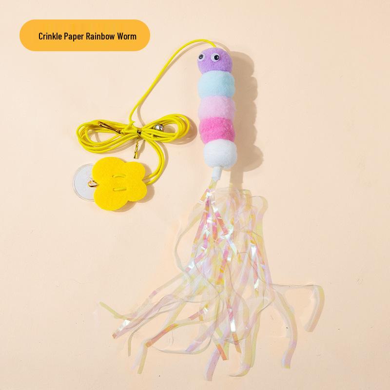 Elastic Feather Cat Teaser with Bell & Mouse for Door Hanging