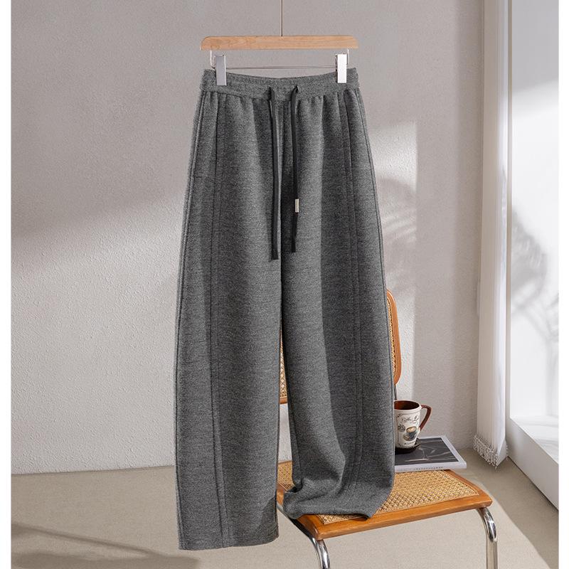 2025 Puyuan Autumn/Winter Silk Cashmere Women's Wide-Leg Pants with Double Pockets