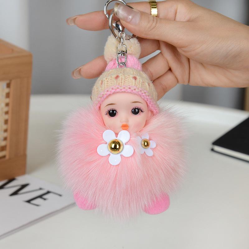 Cute Real Fox Fur Pompon Keychain - Adorable Charm for Bags, Backpacks & More