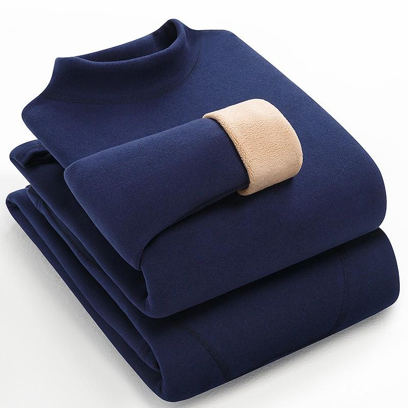 Camel Wool Fleece-Lined Underwear Set: Thick, Warm Base Layer for Women - Ideal for Autumn and Winter.