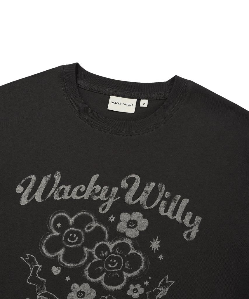 WACKY WILLY Women'S Big Lily Vintage Short Sleeve T-Shirt Charcoal