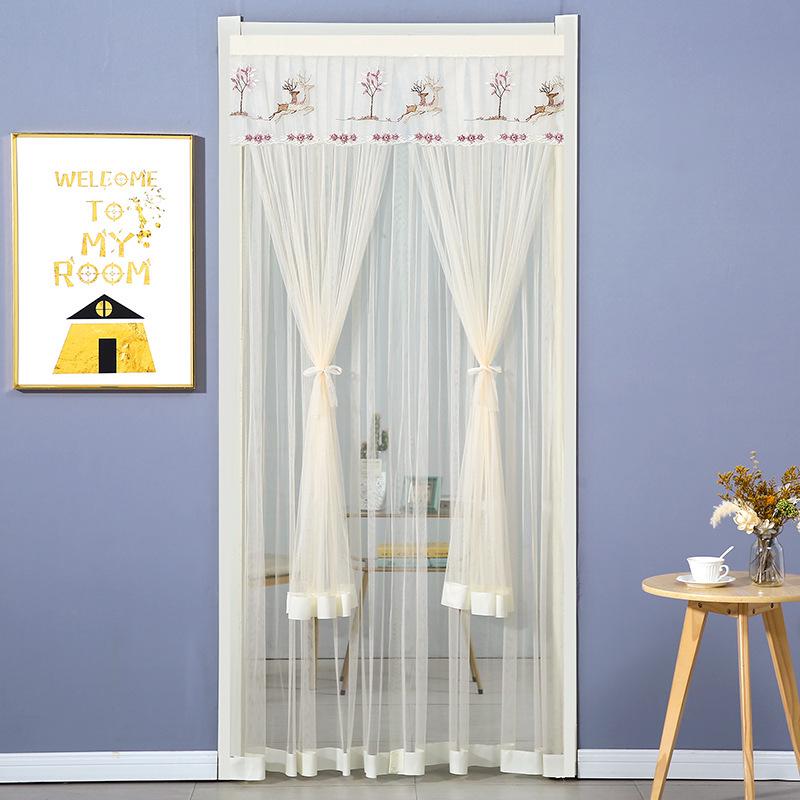 2023 Spring Double Layer Lace Door Curtain: Mosquito-Proof and Punch-Free for Bedroom Partitions