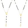 304 Stainless Steel Religious Prayer Beads Rosary Necklace Women Gold Color Cross Virgin Mary Pendants 52cm(20.5") Long, 1 Piece