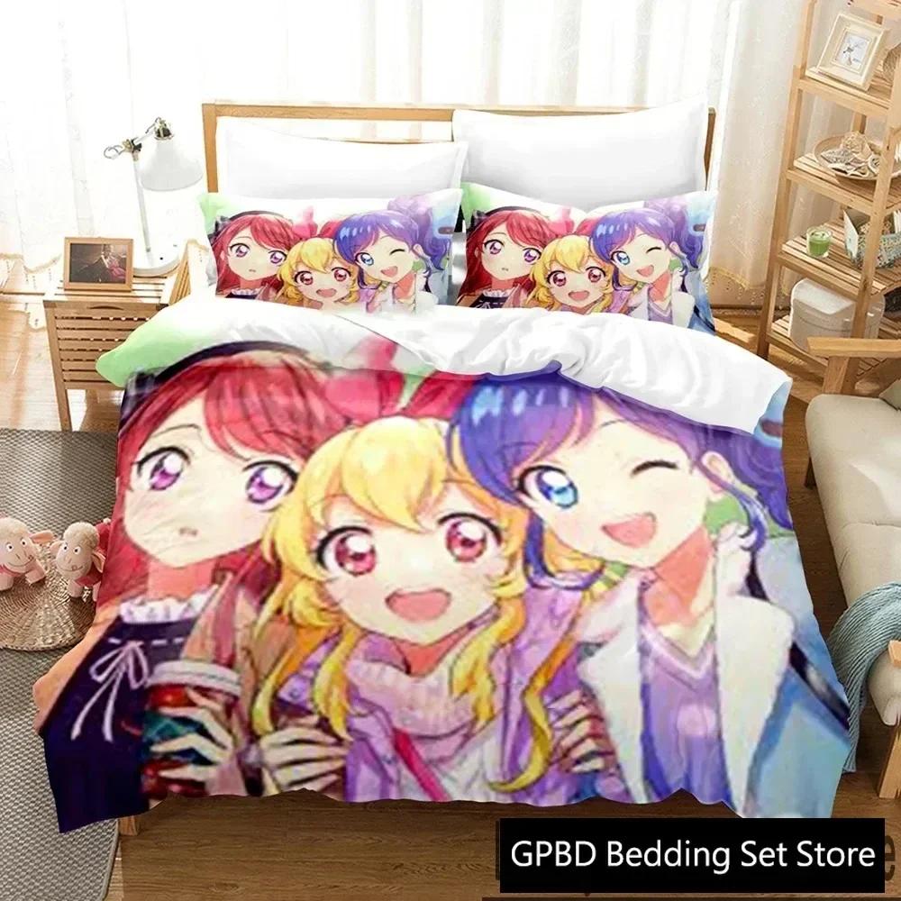 

3D Print Anime Aikatsu Bedding Set For Bedroom Soft Modern Bedspreads Comefortable Kids Duvet Cover Quilt Cover And Pillowcase EU Single(135*200cm)3pcs