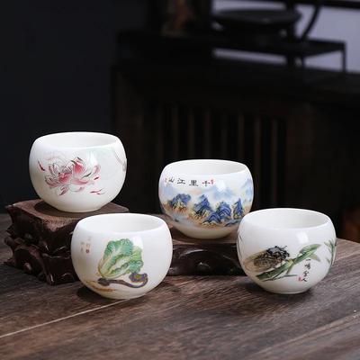 Portable Sheep Fat Jade Porcelain Chinese Zodiac Cup White Porcelain Tea Handmade Ceramic Individual Cup Master Tea Cups