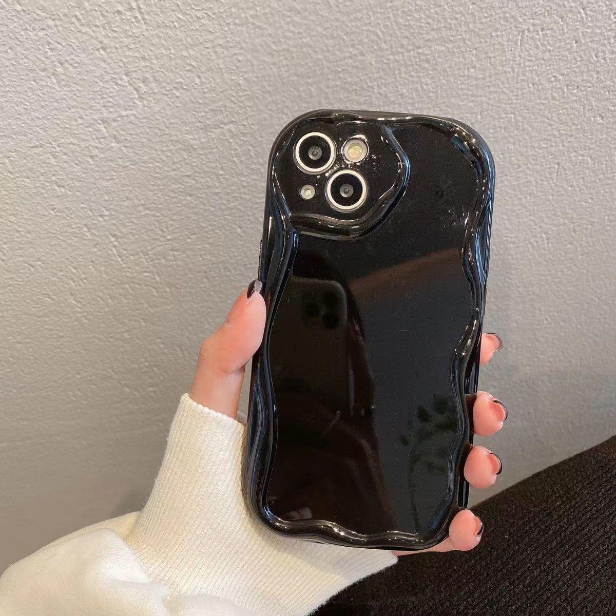 

Wavy Mobile Phone Case Apple 16promax Suitable for IPhone 15/14 Cream Shell 13 Anti-fall Apple 12promax