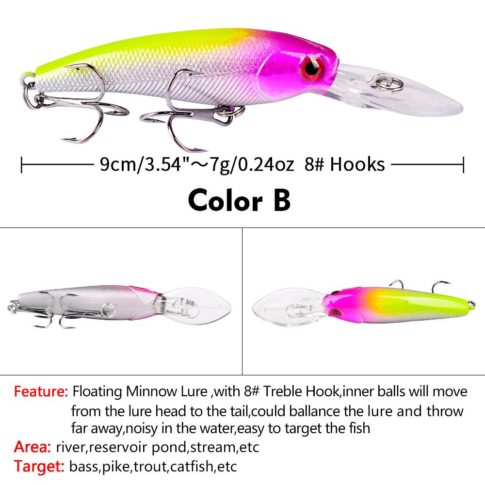 PRO BEROS 9cm/7.28g Minnow Hard Plastic Bionic Fishing Lure - Model DXM006