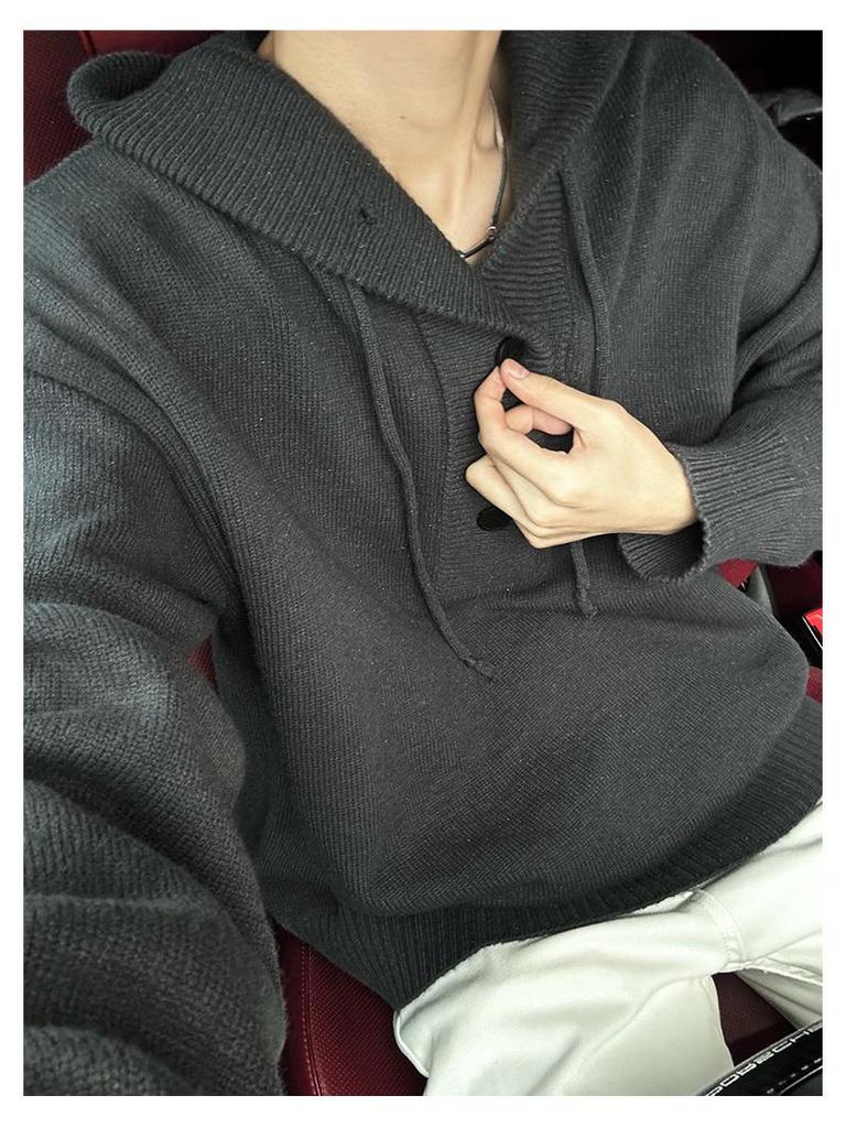 Men's 2024 Autumn/Winter Loose Trend Pique Knit Hoodie Sweater