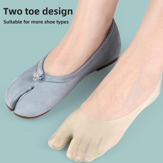 Breathable Toe Socks 2-Toe Invisible Liner Socks with Anti-Slip Silicone Ultra-Thin Moisture-Wicking Socks for Loafers Sneakers