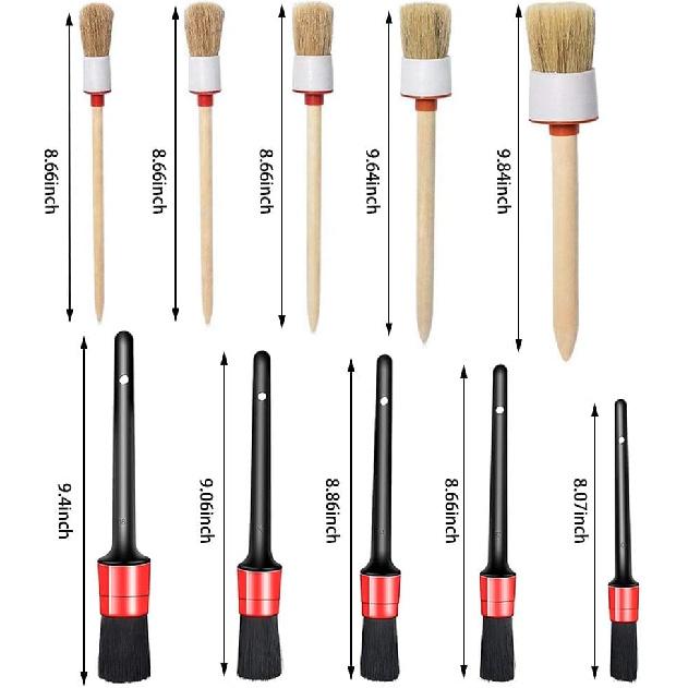 10PCS DUALSHINE Car Auto Detailing Brush Set, Auto Detailing Brushes Cleaner Car Detailing Brushes Exterior, Car Interior Brush For Detailing Cars