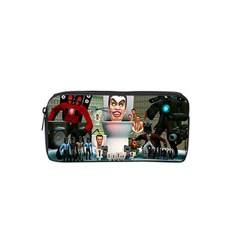 Toilet Skibidi Single Layer Zippered Pencil Case Tv Man Stationery Box Students