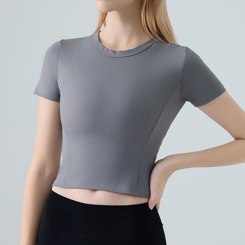 Spring Summer Women's Quick-Dry Short Sleeve Round Neck Yoga & Fitness Top