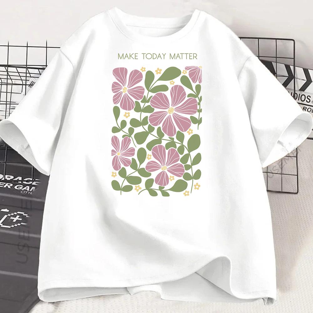 Flower Print Unisex Crew Neck Short Sleeve Unisexs Graphic Tshirt Stylish Comfortable Casual Unisex Top Trendy T Shirt Unisex