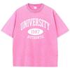 1987 University Authentic Printing men'S summer Vintage Washed  Cotton  Popular T-Shirt Fashion Cotton Short Sleeved