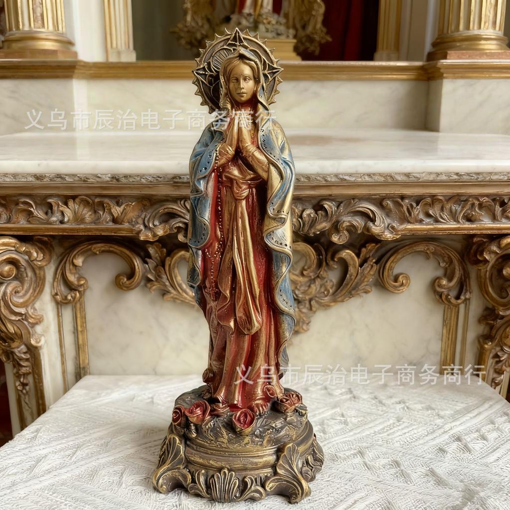 New Resin Statue Virgin Prayer Statue Home Shrine Tabletop Decoration Church Icon Decoration Ornament
