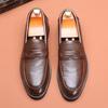 Britain Penny Loafter New Men's Pointed Woven Pattern Patent Leather Casual Dress Homecoming Shoes Male Formal Wedding Footwear