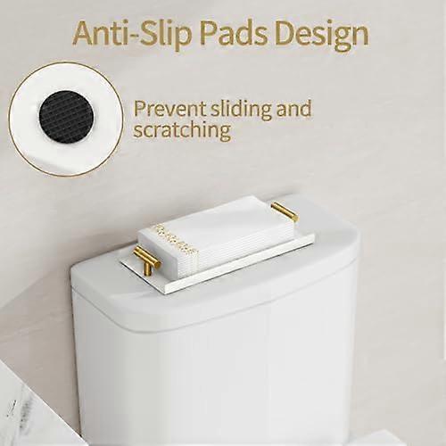 Napkin Holder for Bathroom, Guest Towel Holder Tray for Bathroom, White Guest Napkin Holders with Golden T-Handle, Disposable Hand Towel Tray for Gues