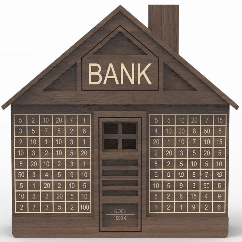 Wood Money Box for Cash House Savings Money Box 1000 or 2000 Euros Adult Money Counting Bank Japanese Piggy Bank
