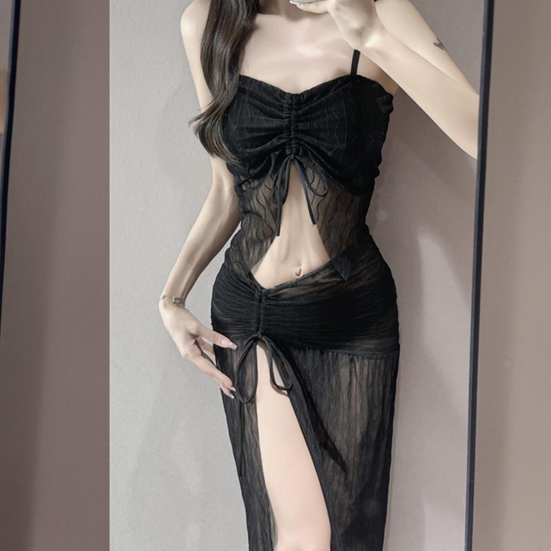 2025 Trendy Three-Piece Bikini Set: Long Dress, High-Waisted Bottoms, Perfect for Vacation or Hot Springs