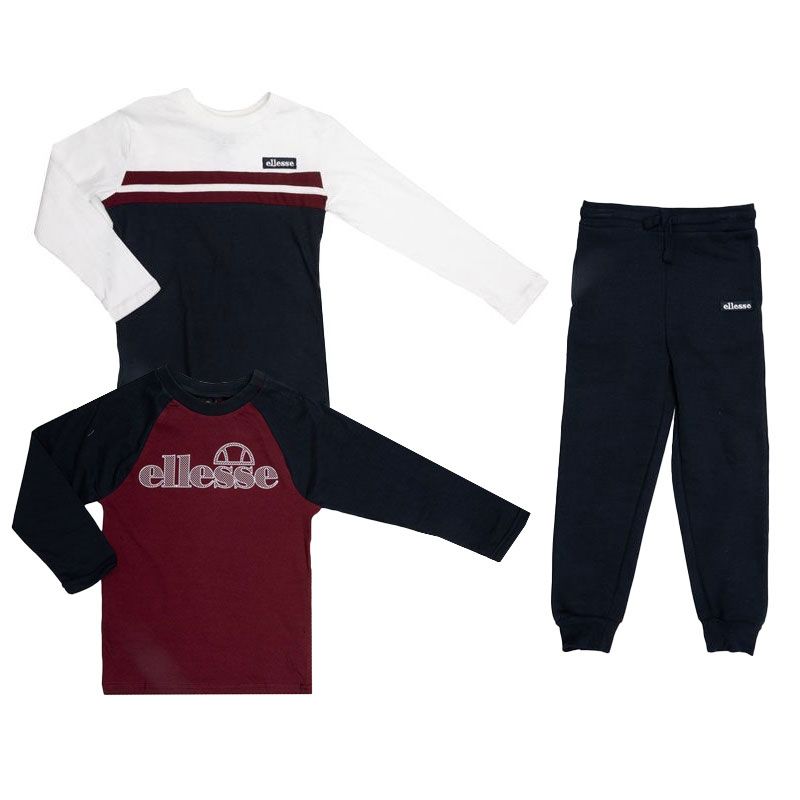 Ensemble blanc noir 2 tee shirts et pantalon de jogging Enfant ELLESSE