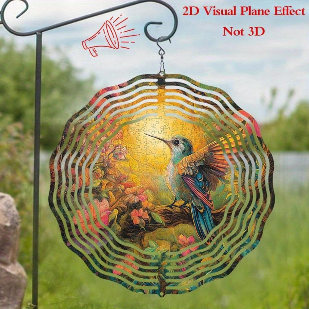 Vibrant Hummingbird Floral Metal Wind Chime Garden Porch Outdoor Decor Easy To Hang Secure Hook Gift for Nature Lovers