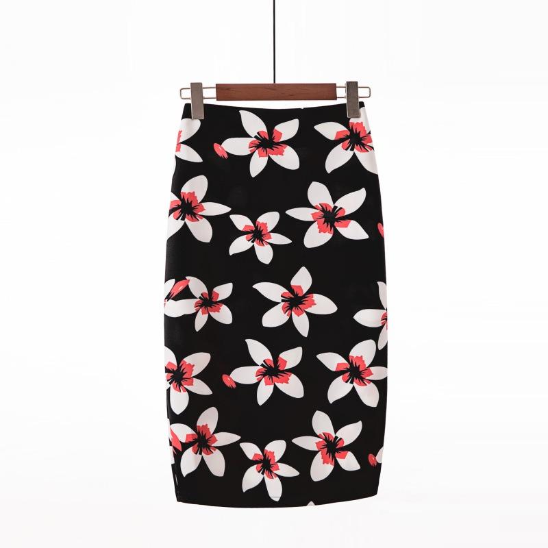 Printed Elegant Temperament Skirt Ladies Fashion Floral Bag Hip Skirt Sexy Summer Cool Retro Style