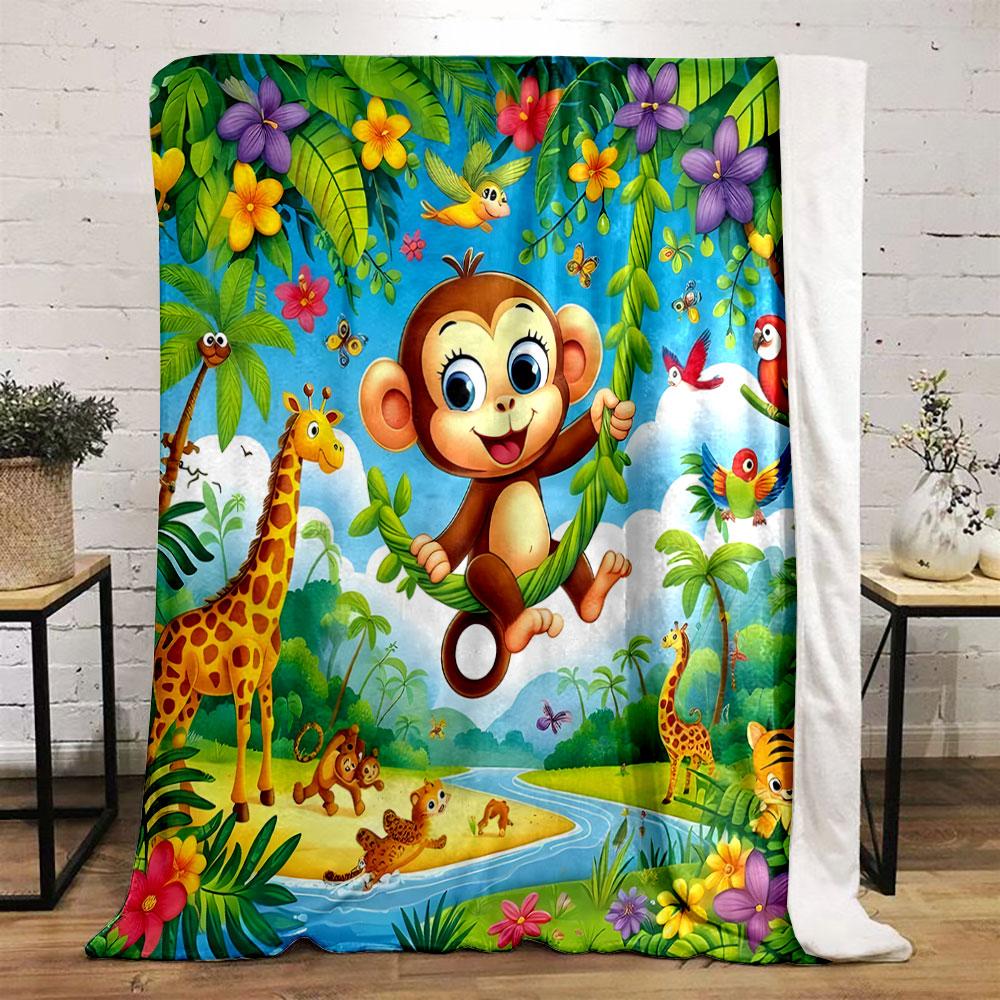 Jungle Adventure with Animals print blanket soft and cozy perfect for the living room bed sofa or a nap,gift