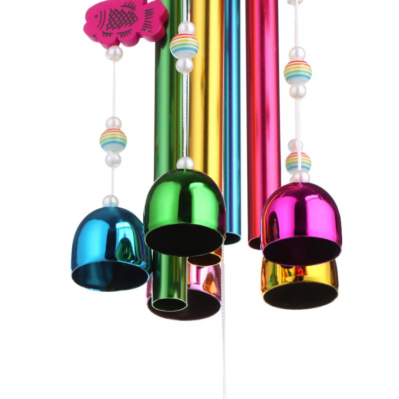 Colorful Metal Wind Chimes Wooden Top Hanging Decor With Flower Beads Wind Chime For Home Garden Patio Terrace Decor Wind Chimes