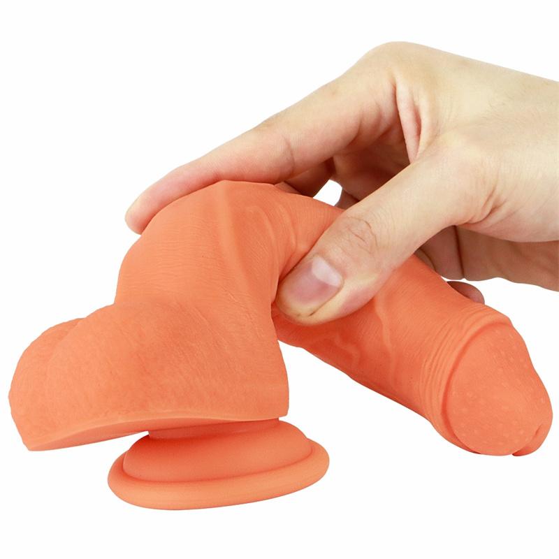 Female Silicone Dildo Double Layer Soft Masturbator Foreskin Sucker Dildo