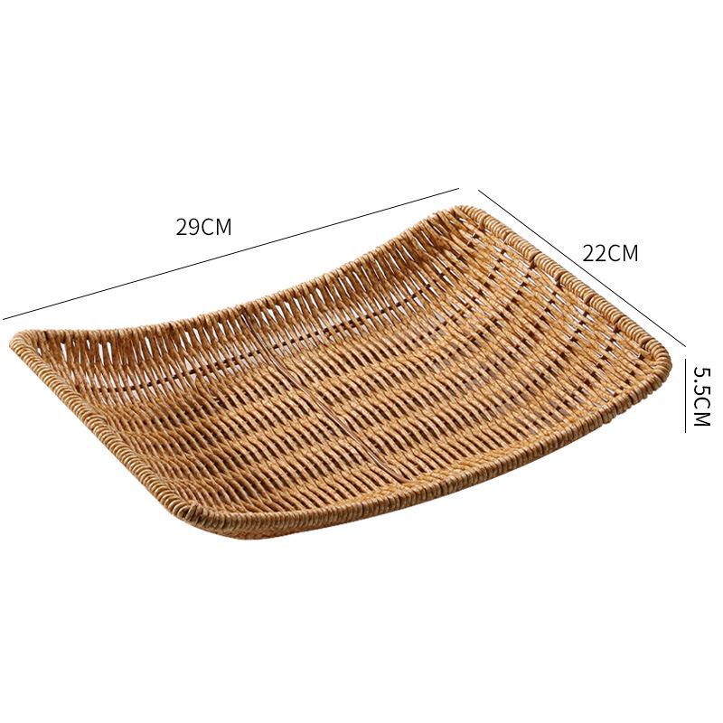 Nordic Style Plastic Rattan Woven Snack Basket for Coffee Table