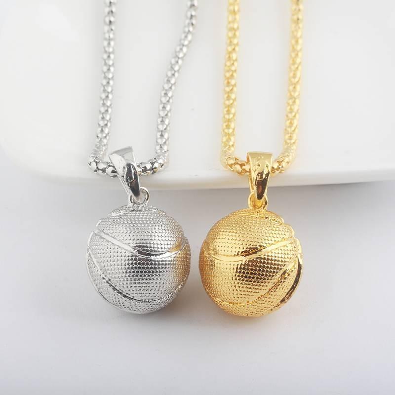 Fashion Design 3d Basketball Pendant Necklace Men Paired Decorative Jewelry Gift