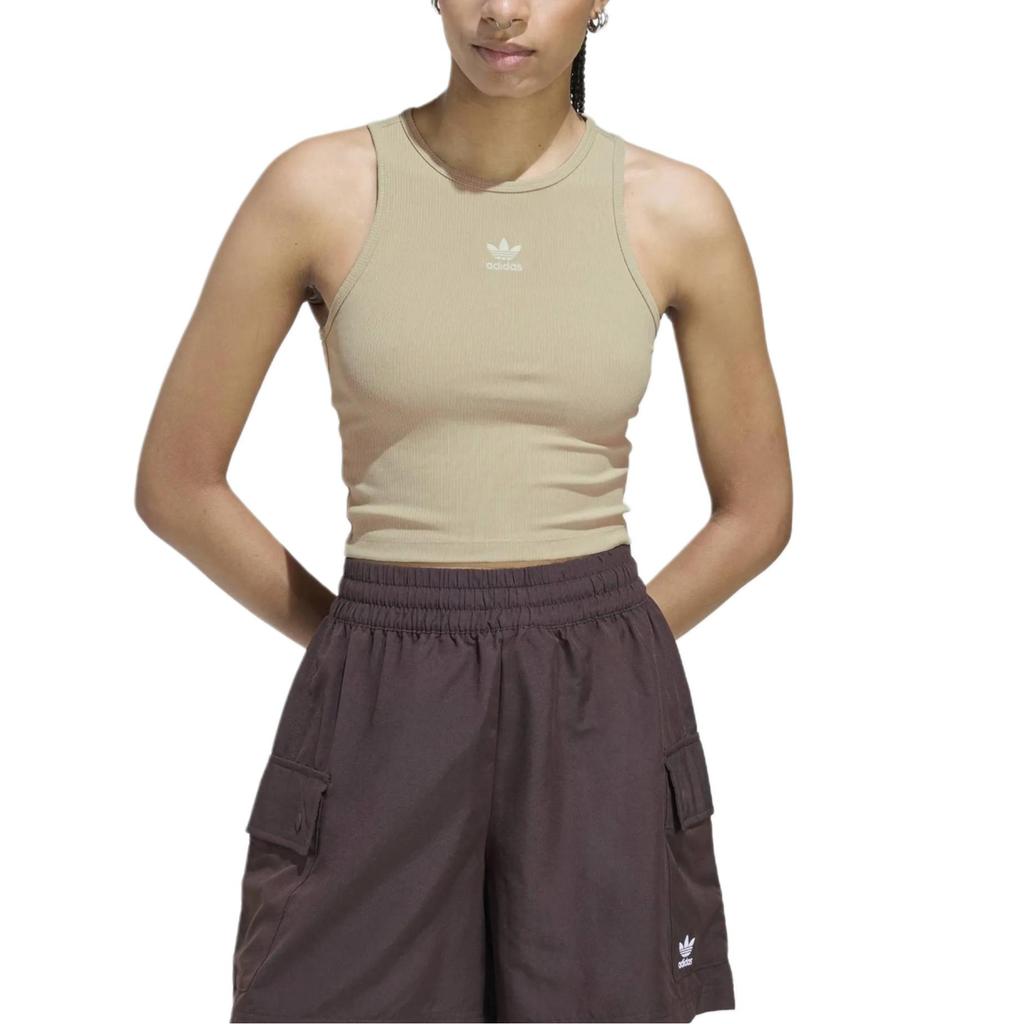 adidas Originals Essentials Ribbed Crew Neck Fitted Sports Tank Top Women Tops KD3822